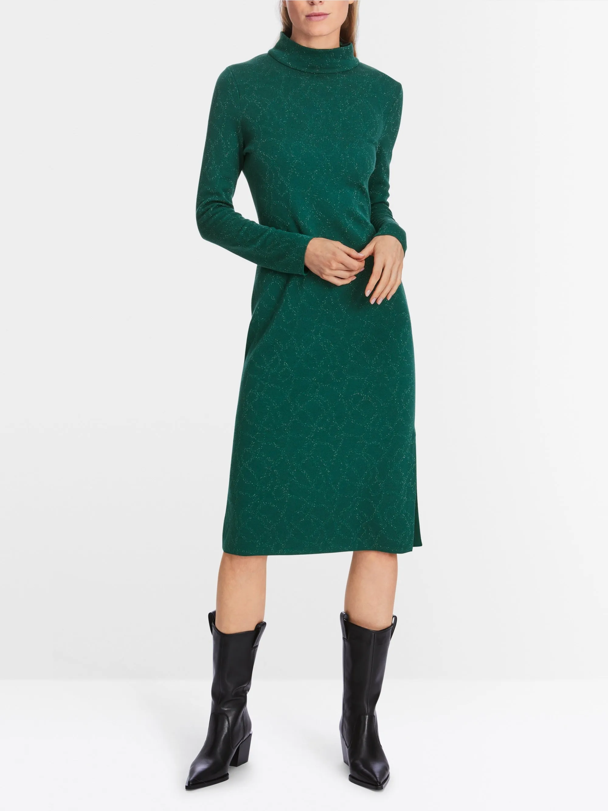 Marc Cain Knitted Glittering Dress Soft Forest