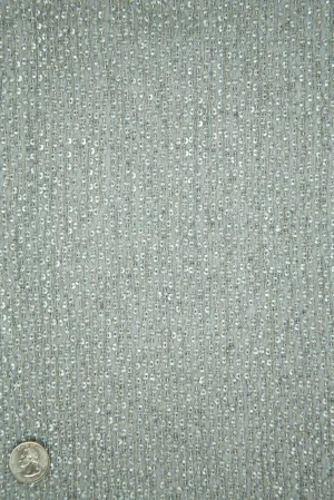 Matte Silver Sequins & Beads on Silk Chiffon Fabric