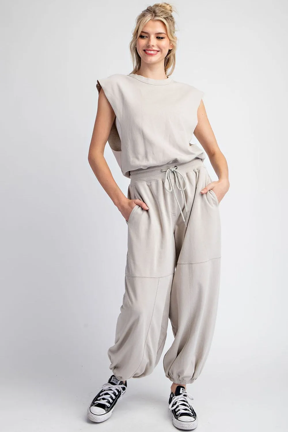 Mineral Washed Open Back Jumpsuit