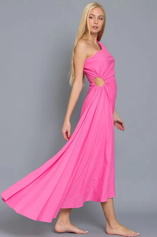 Miska One Shoulder Cut Out Gown Asymmetrical Gown - Pink