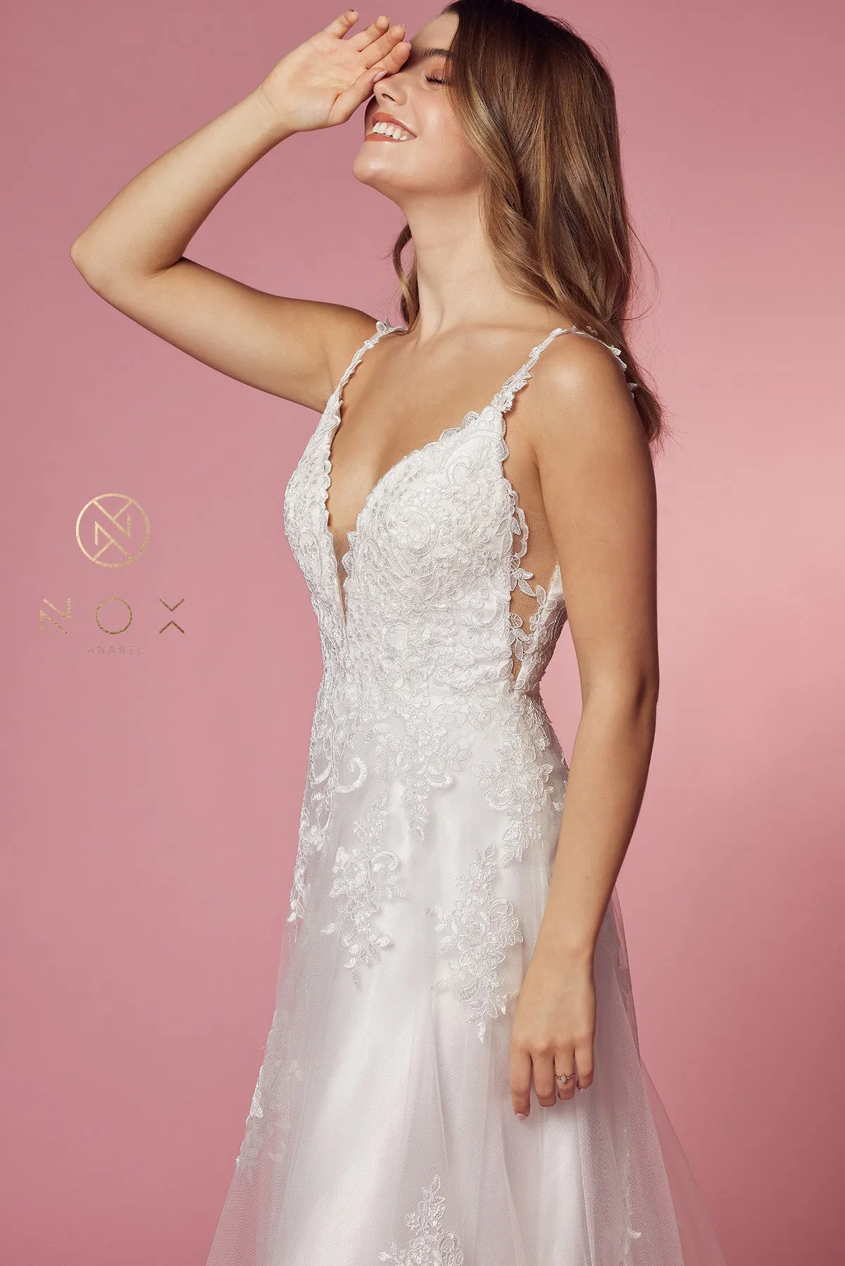 NOX ANABEL C461 Lace Applique A-Line Wedding Dress