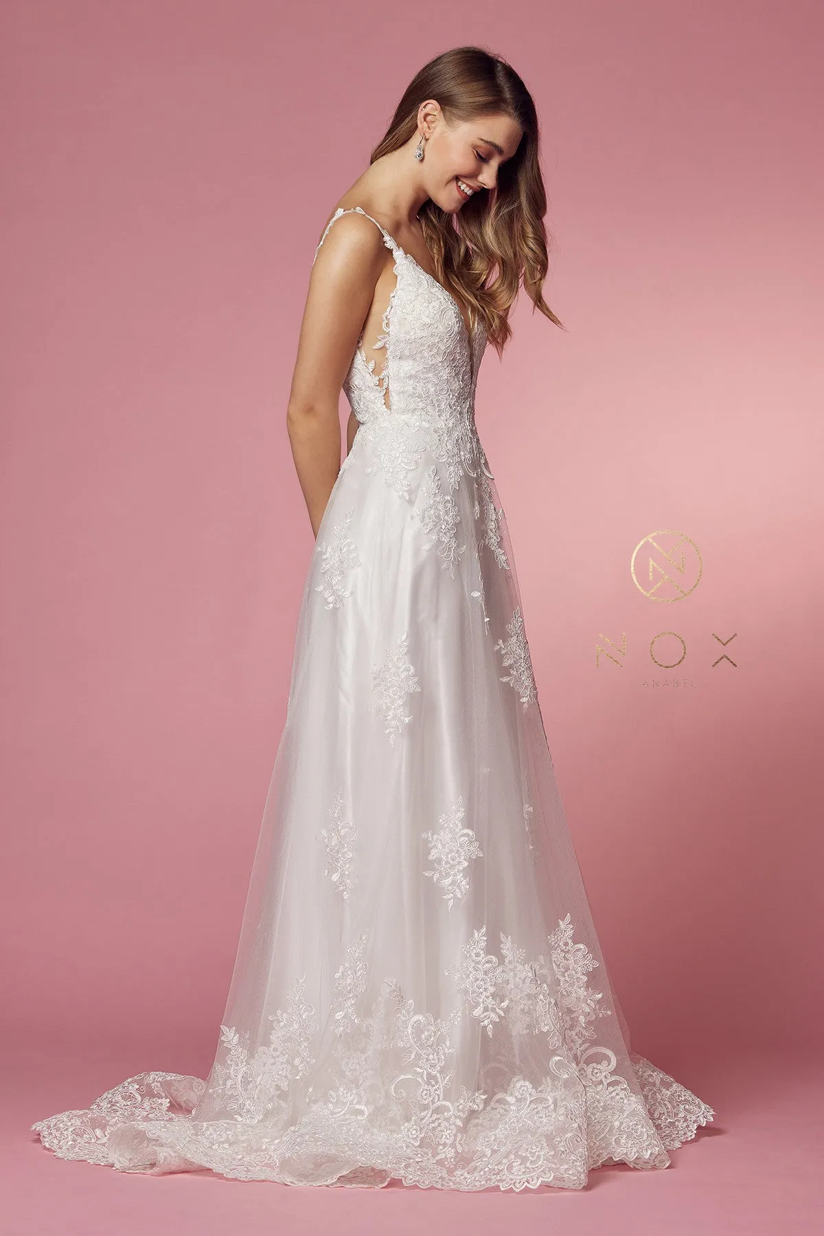 NOX ANABEL C461 Lace Applique A-Line Wedding Dress