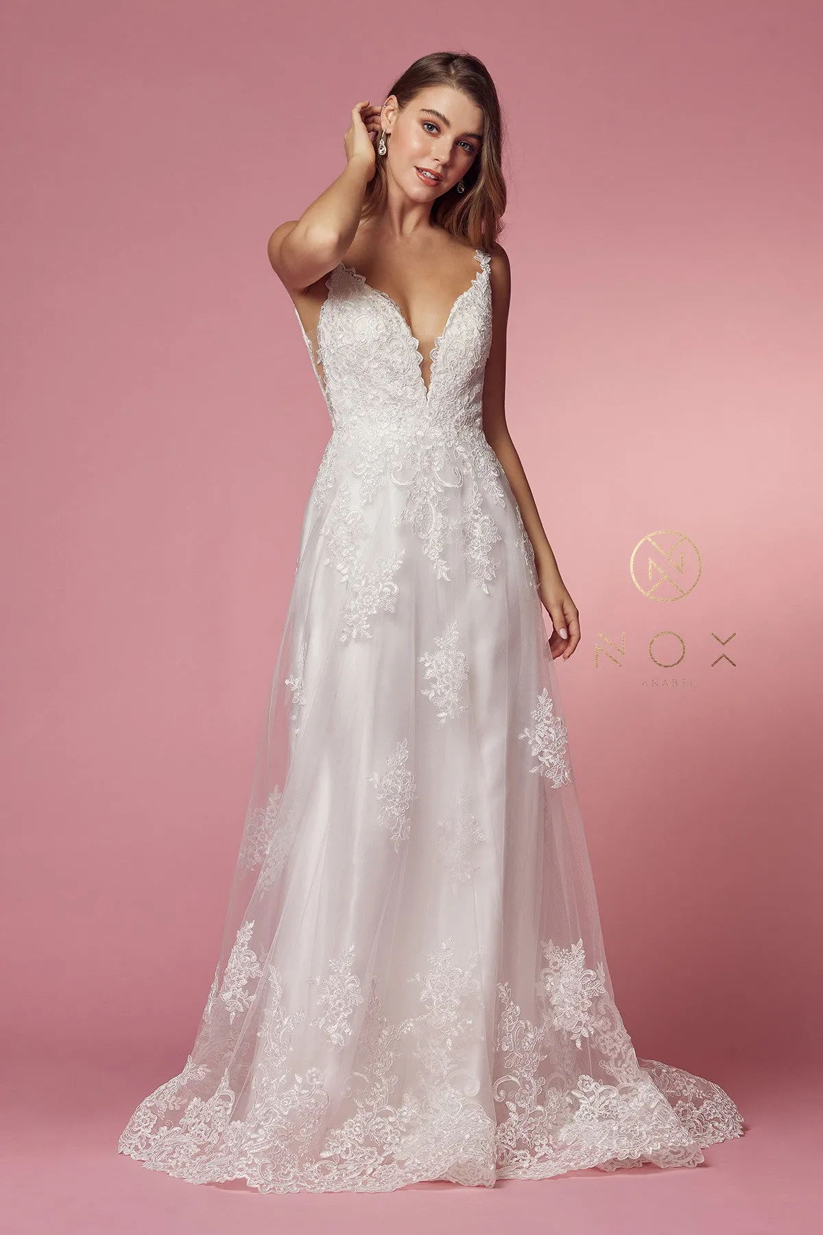 NOX ANABEL C461 Lace Applique A-Line Wedding Dress