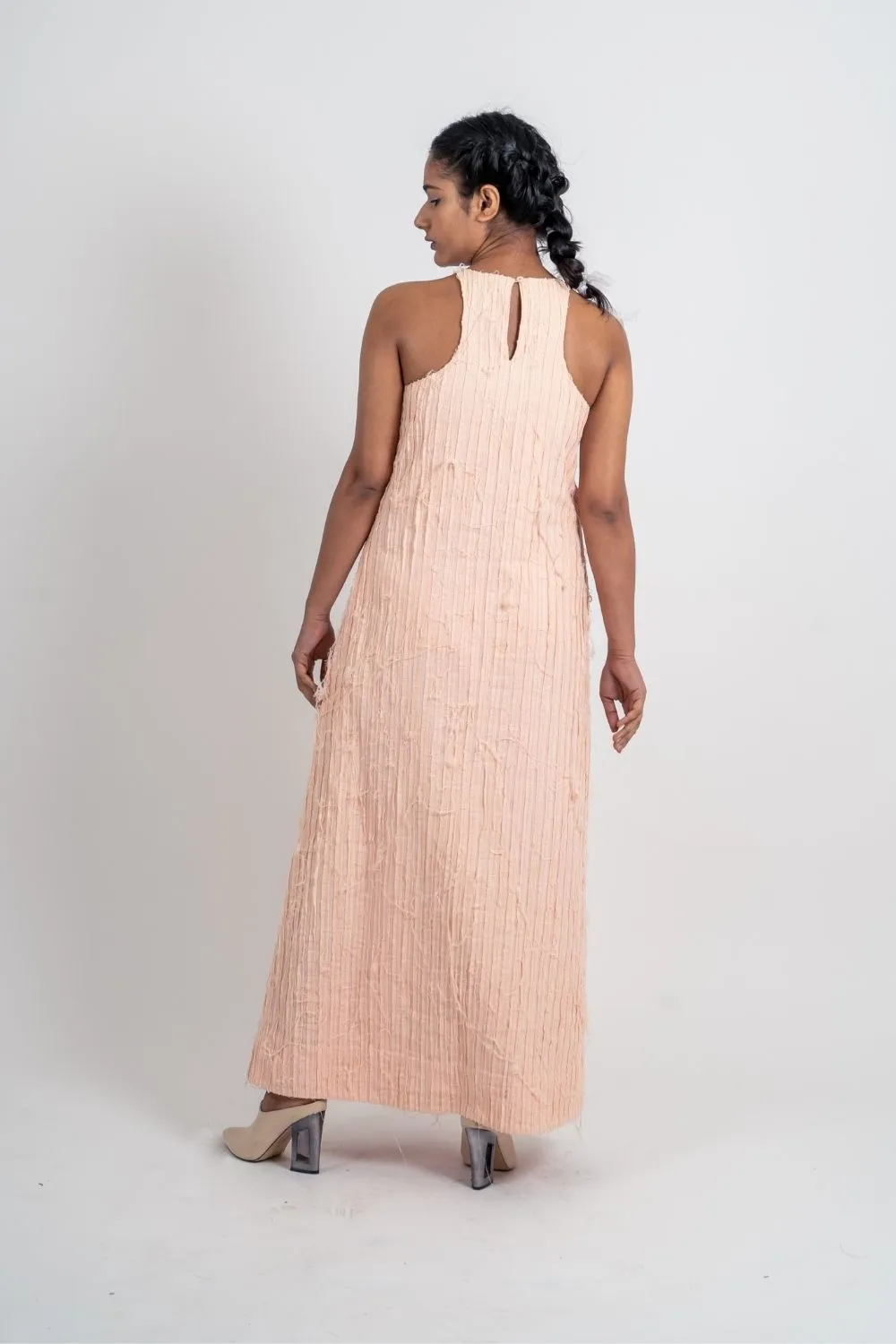 Pink Textured Halter Dress