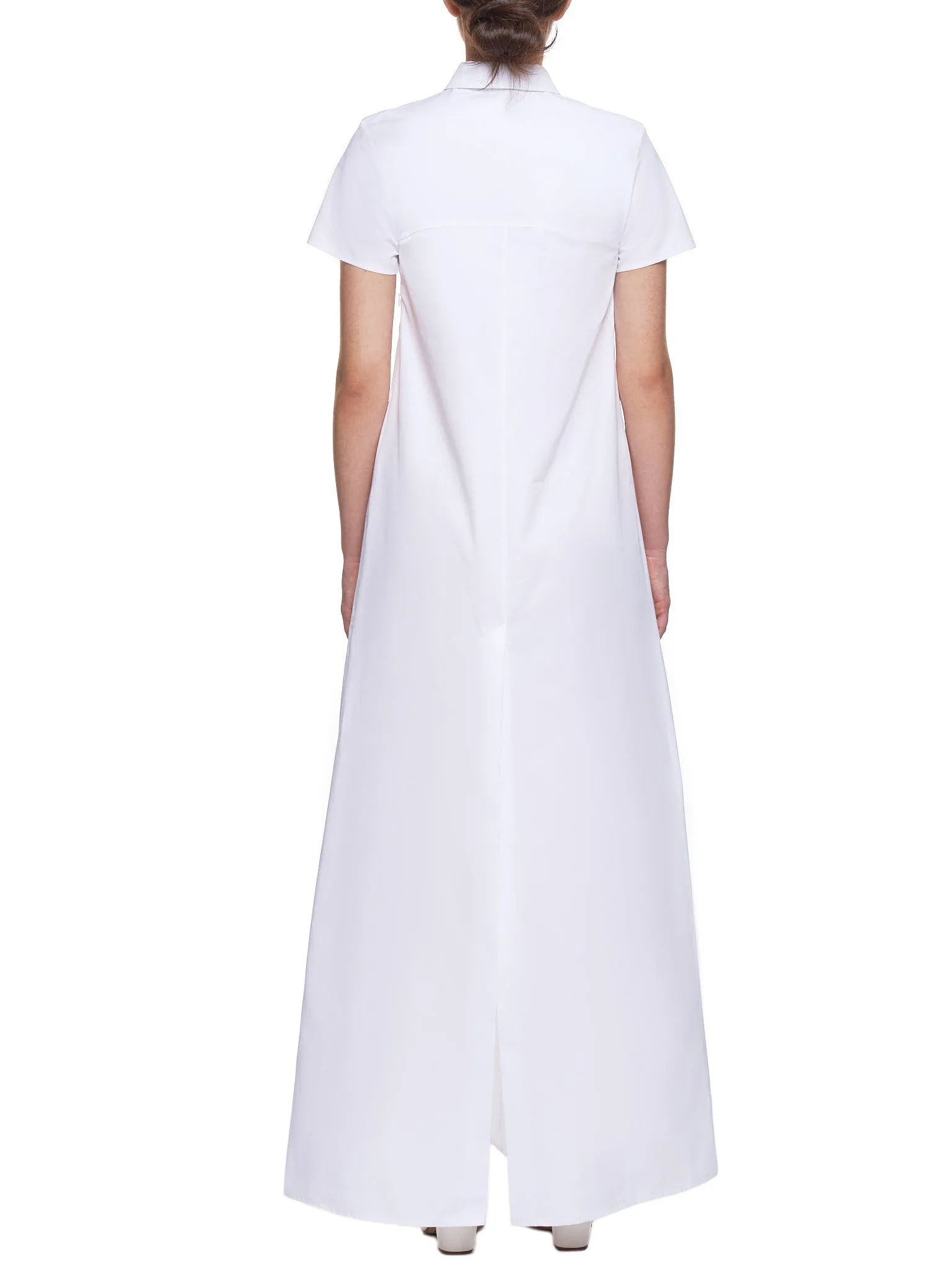 Poplin Floor Length Shirt Dress (D014-DP-WHITE)