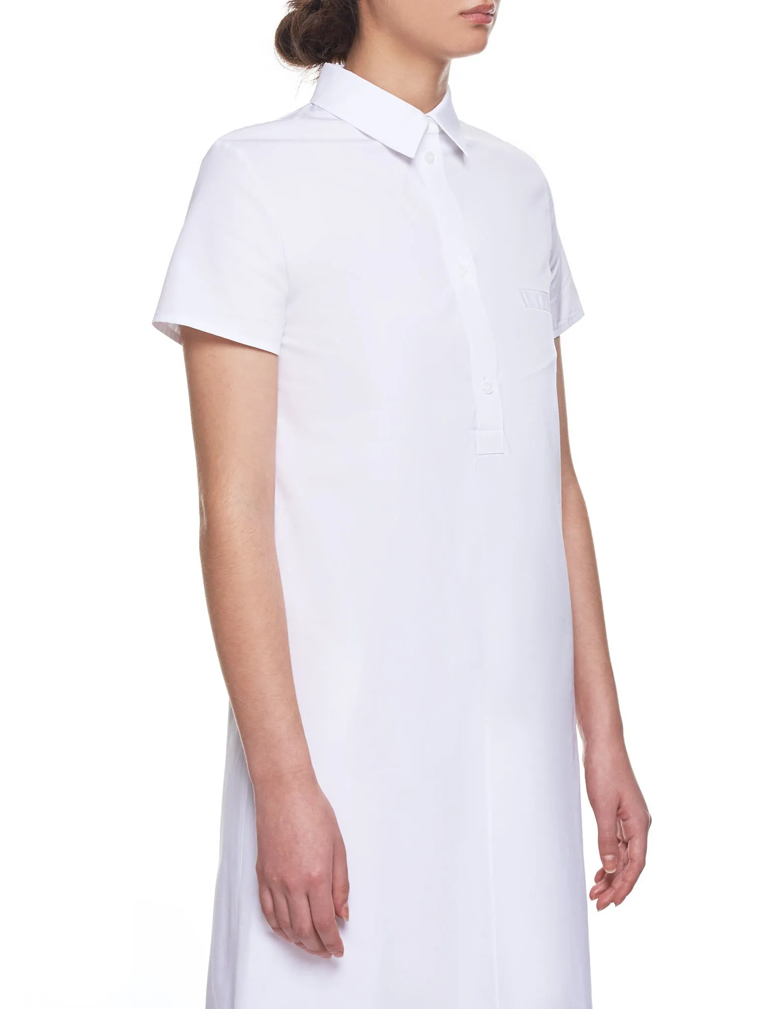 Poplin Floor Length Shirt Dress (D014-DP-WHITE)