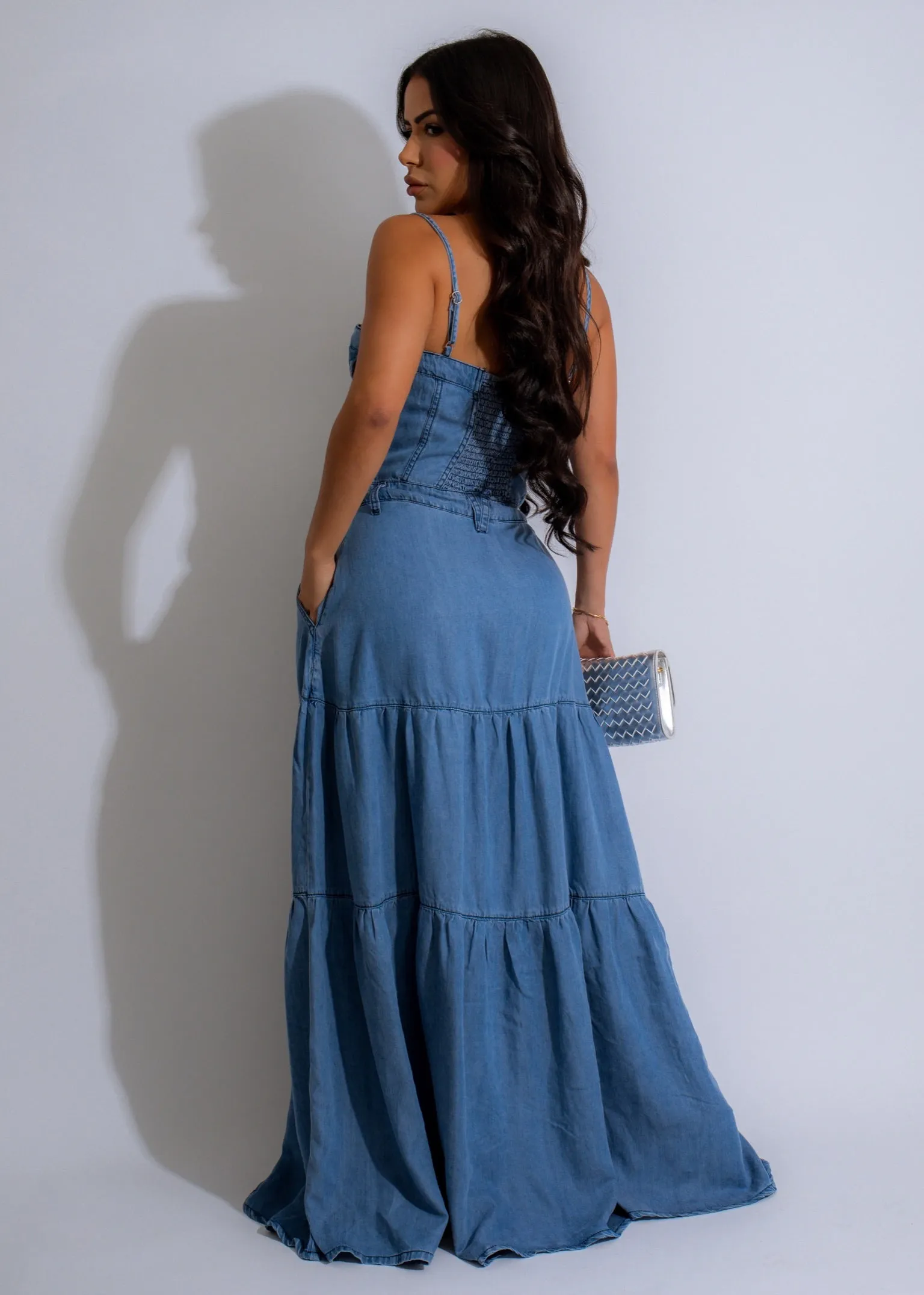 Prairie Dreams Maxi Dress Light Denim