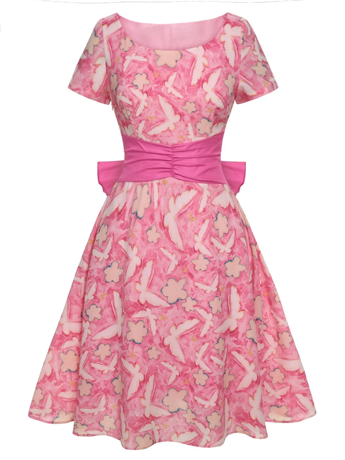 [Pre-Sale] Pink 1950s Butterfly Silhouette Bow Dress