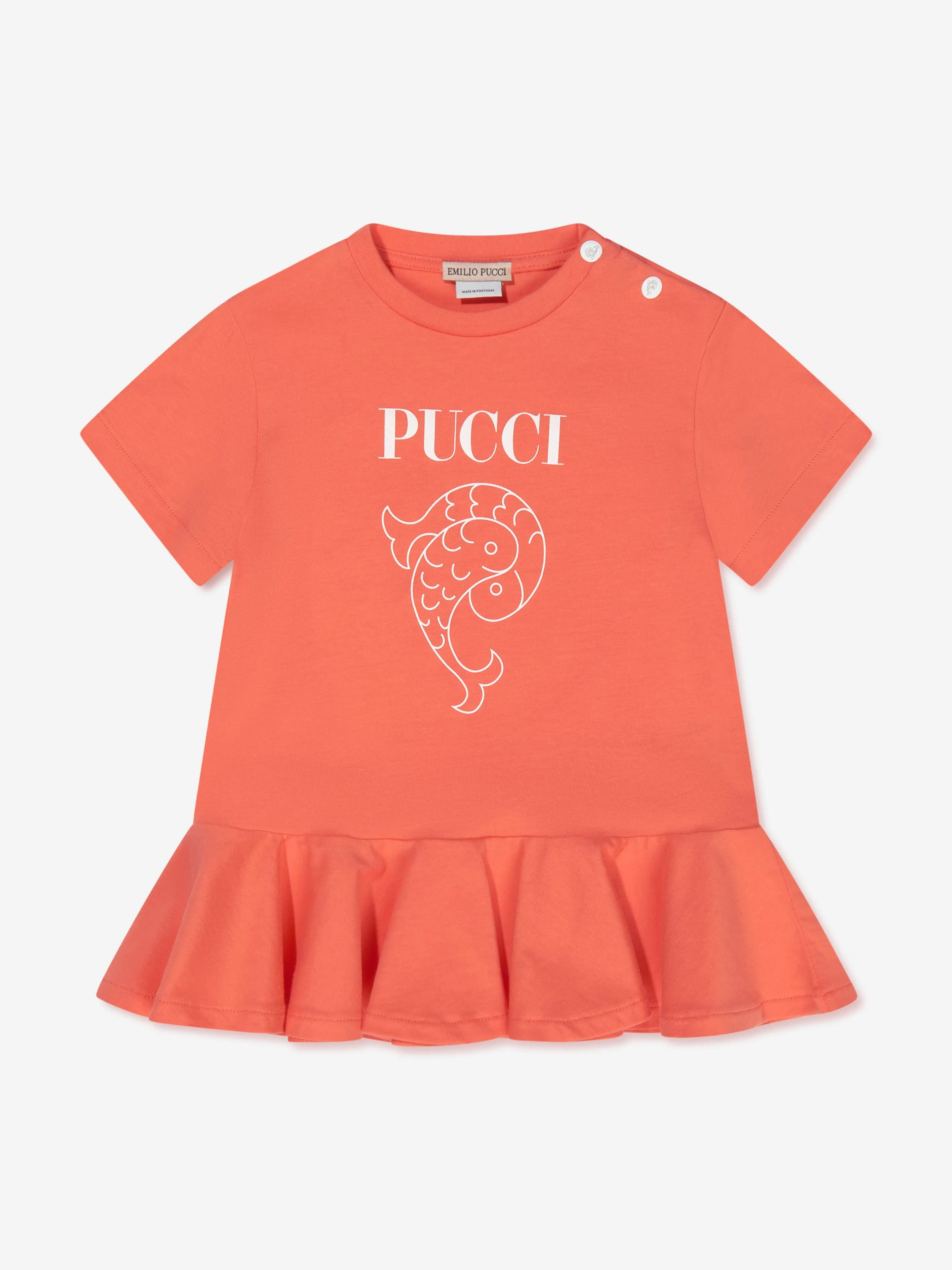 Pucci Baby Girls Logo Jersey Dress in Orange