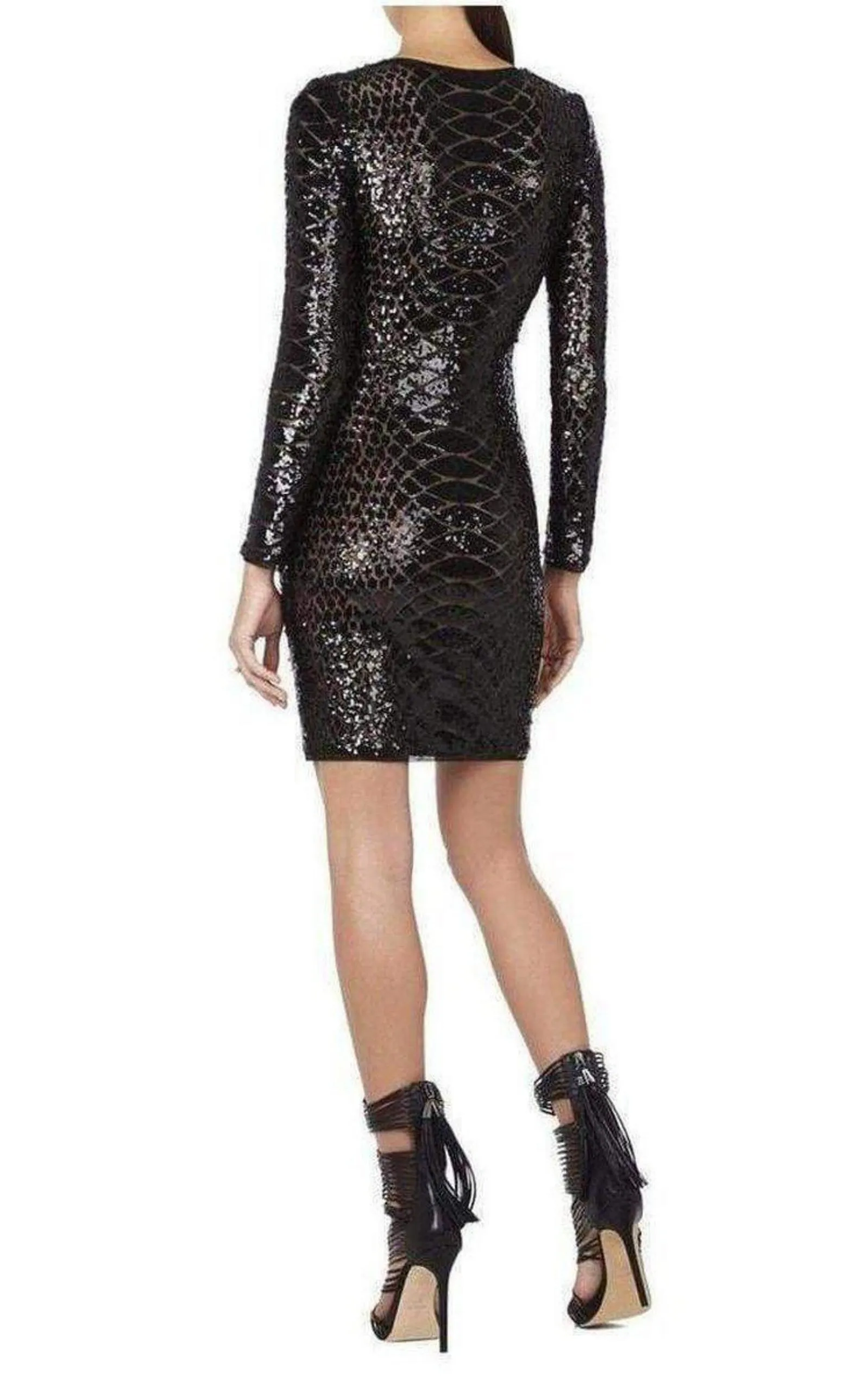 Sabryna Long Sleeve Python Sequin Dress