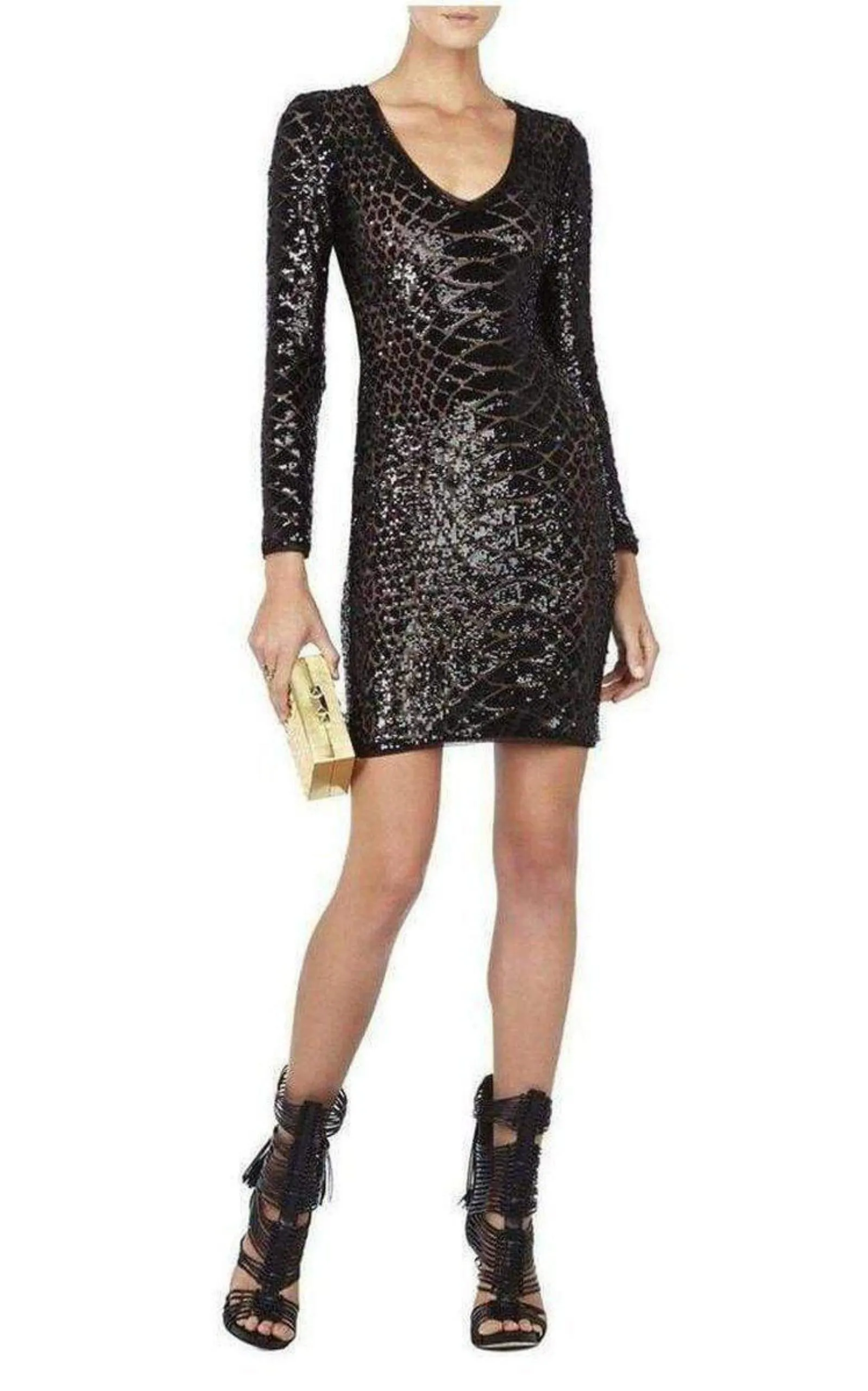 Sabryna Long Sleeve Python Sequin Dress