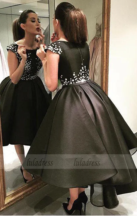 Satin Homecoming Dresses,Short Prom Gown,Black Homecoming Gowns