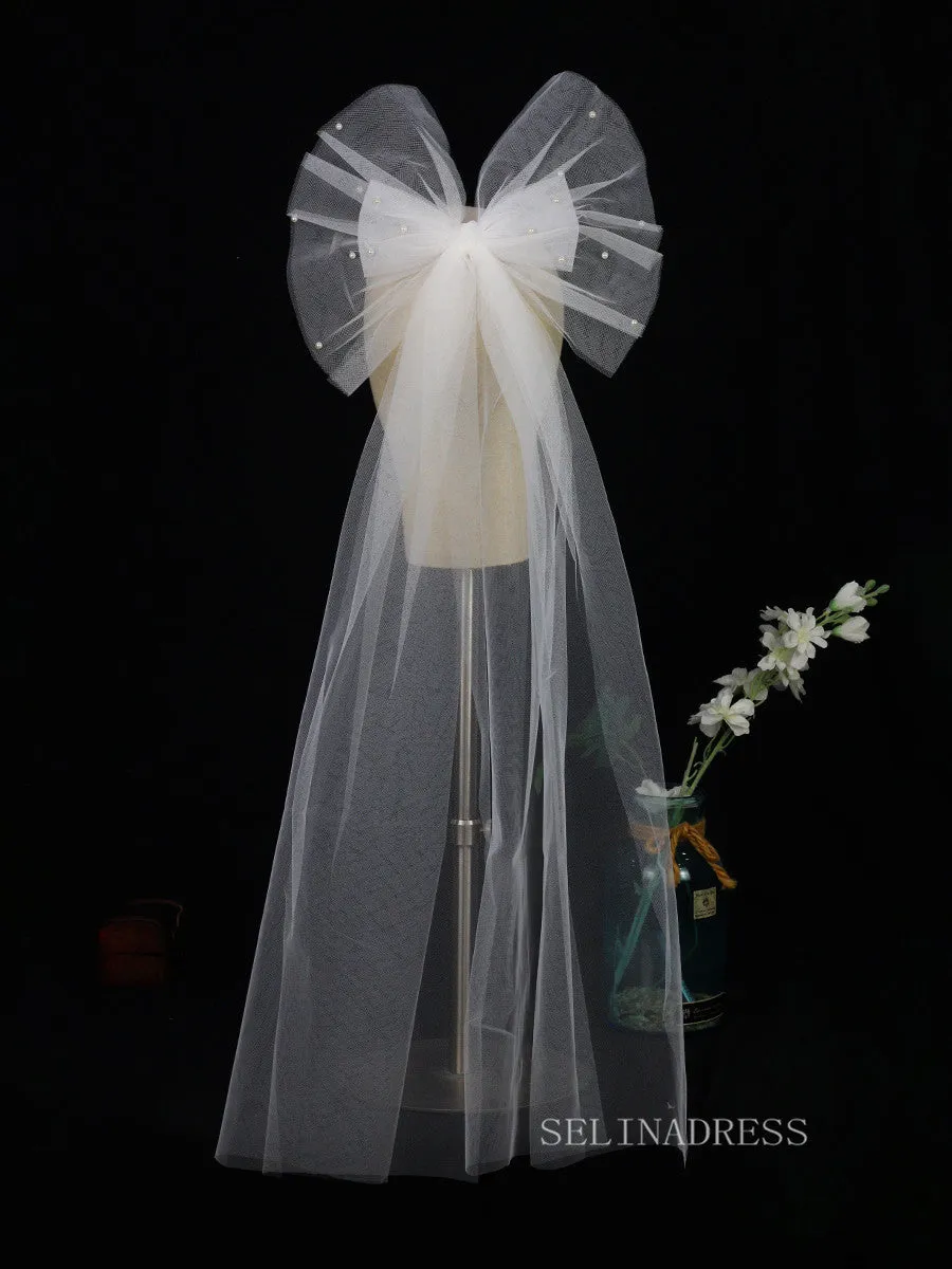 Single Layer Pearl Bow Wedding Veils ALC025