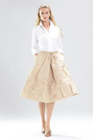 Structured Texture Skirt with Embroidery