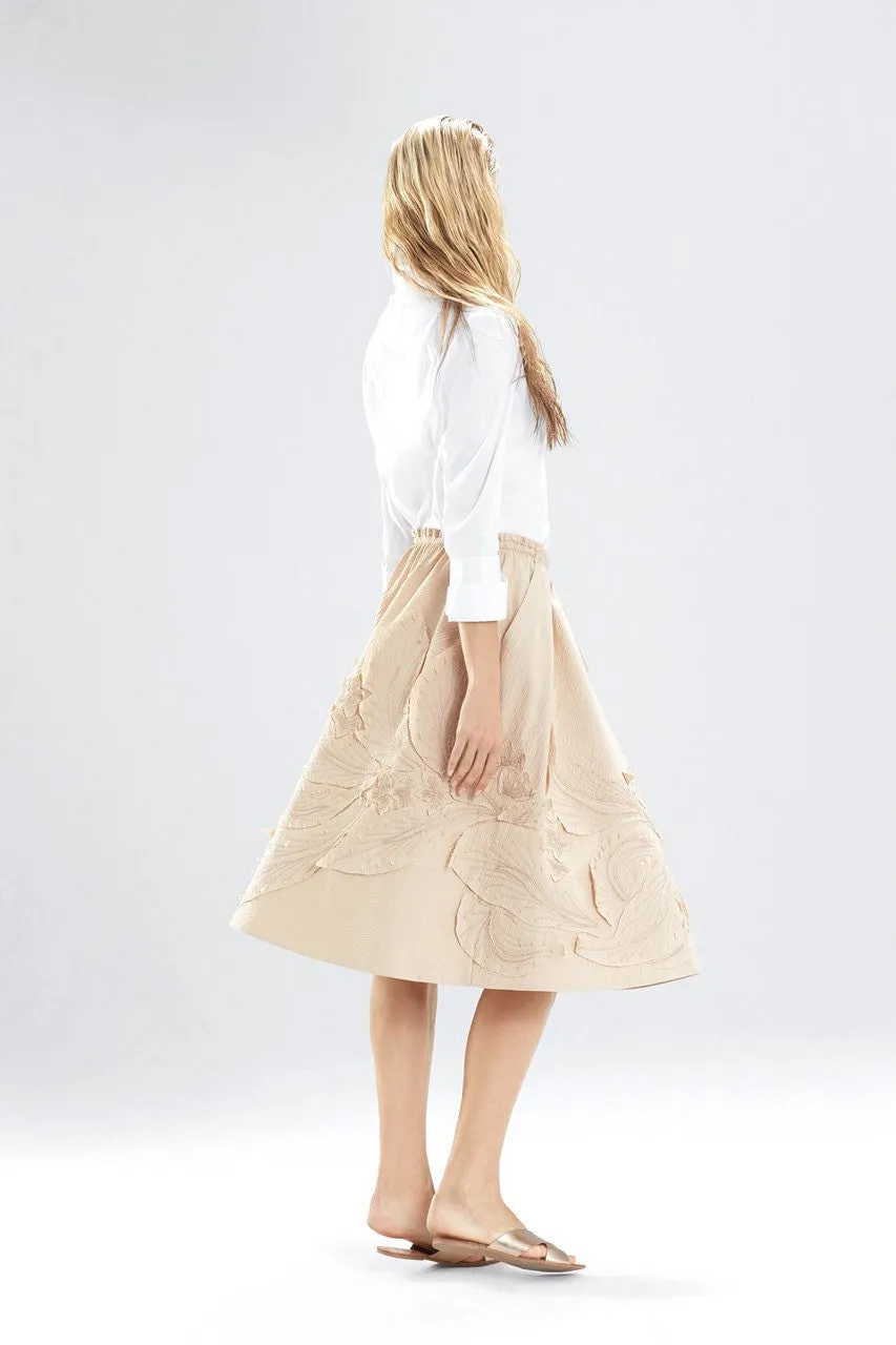 Structured Texture Skirt with Embroidery