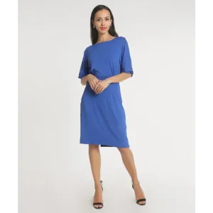 Stylish Polyester Blue Solid Dress For Women