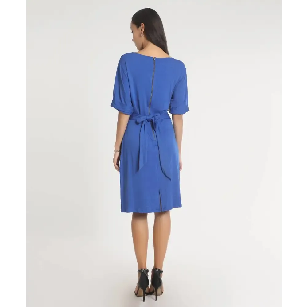 Stylish Polyester Blue Solid Dress For Women