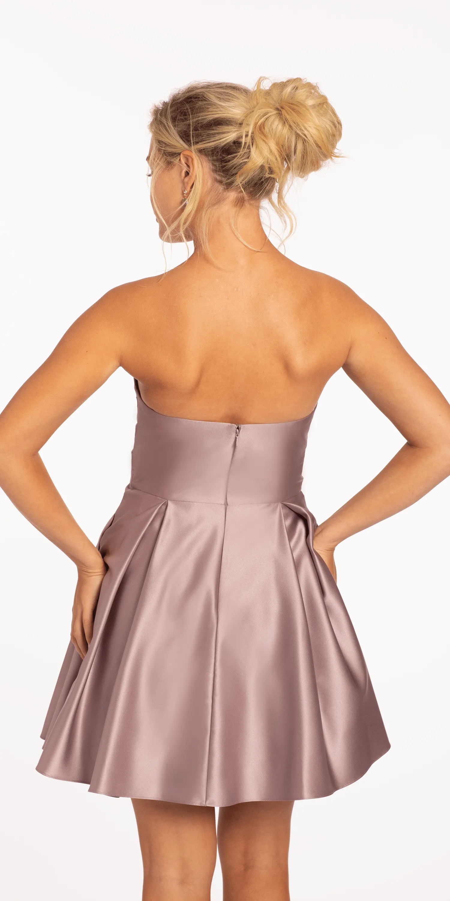 Sweetheart Satin Pleated Fit and Flare Dress