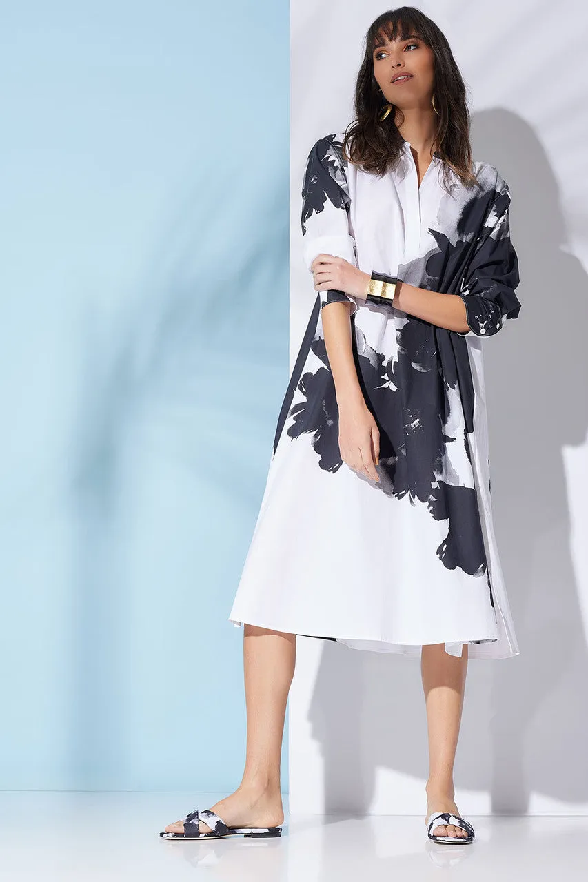 Taichou Cotton Poplin Oversized Half Placket Shirtdress