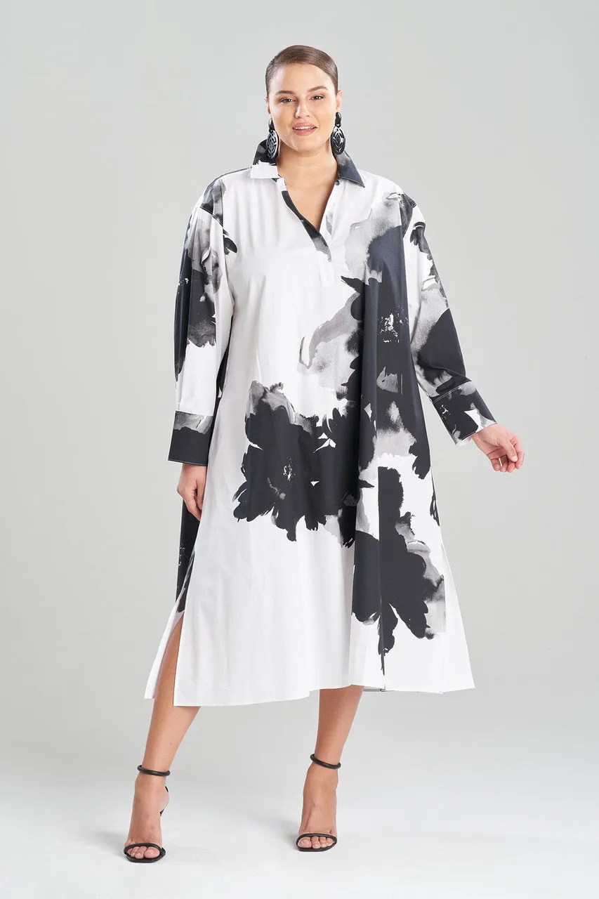 Taichou Cotton Poplin Oversized Half Placket Shirtdress