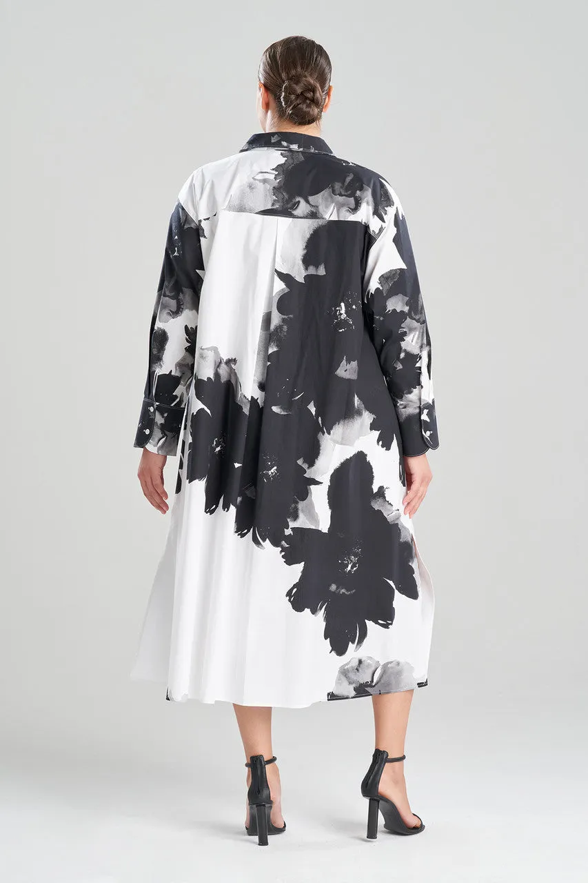 Taichou Cotton Poplin Oversized Half Placket Shirtdress