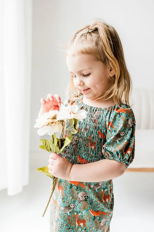 Teal Thicket Girls Smocked Dress