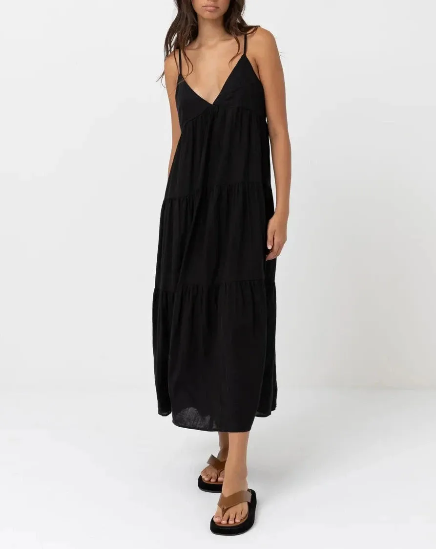 Tiered Midi Dress in Black