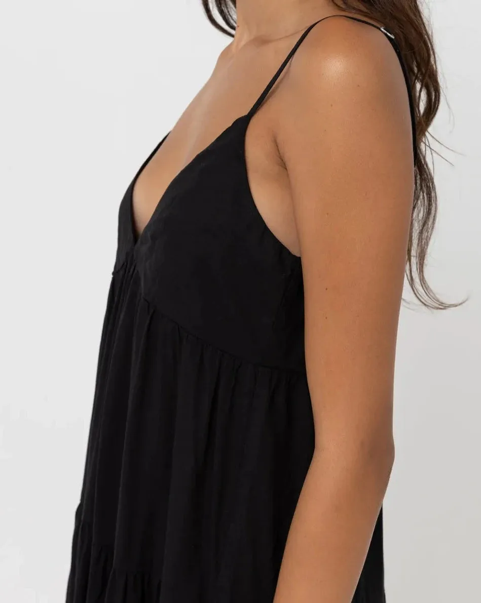 Tiered Midi Dress in Black