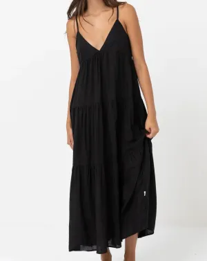 Tiered Midi Dress in Black