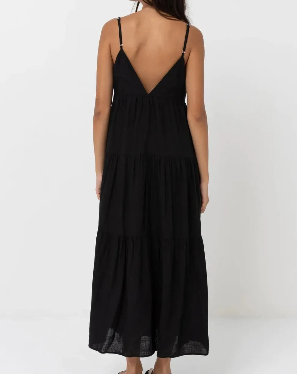 Tiered Midi Dress in Black