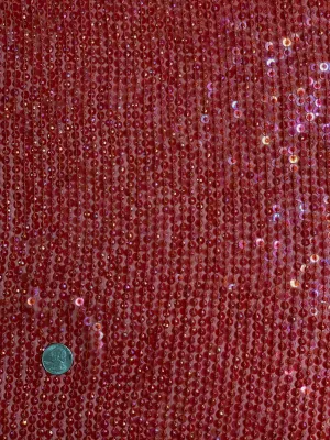 Tomato Red Sequin & Beads On Silk Chiffon JEC-009-6 Fabric