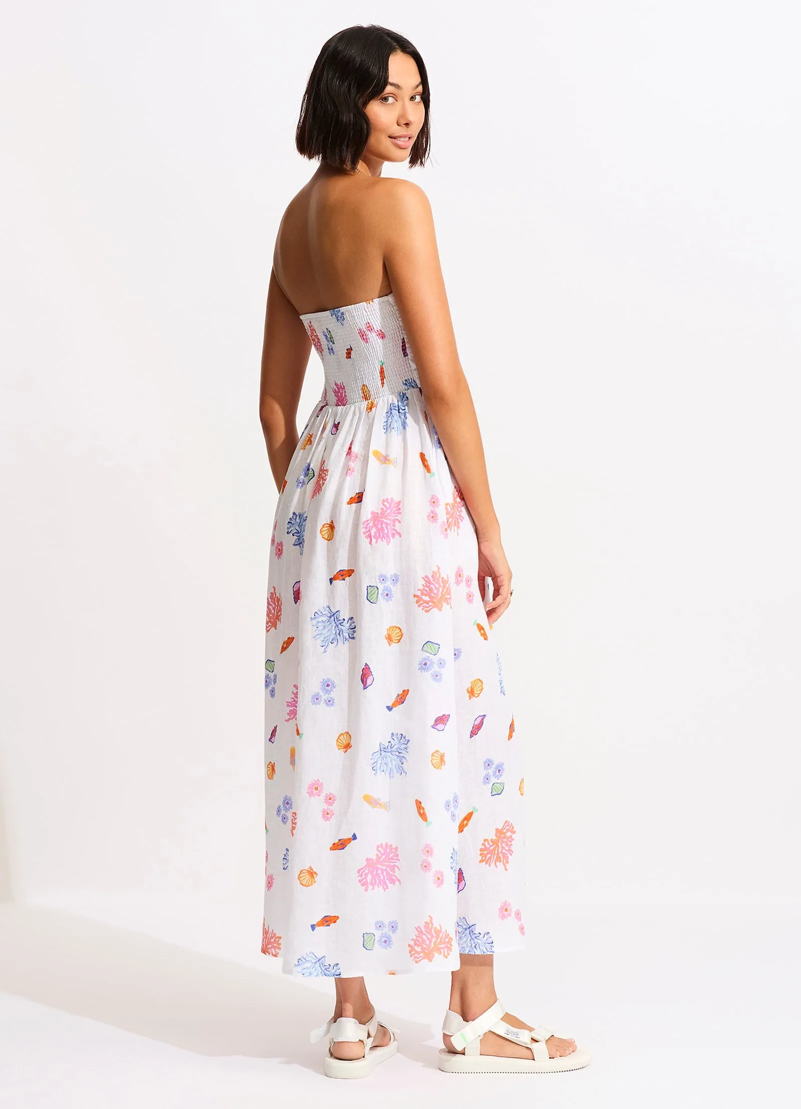 Under The Sea Strapless Maxi Dress - White