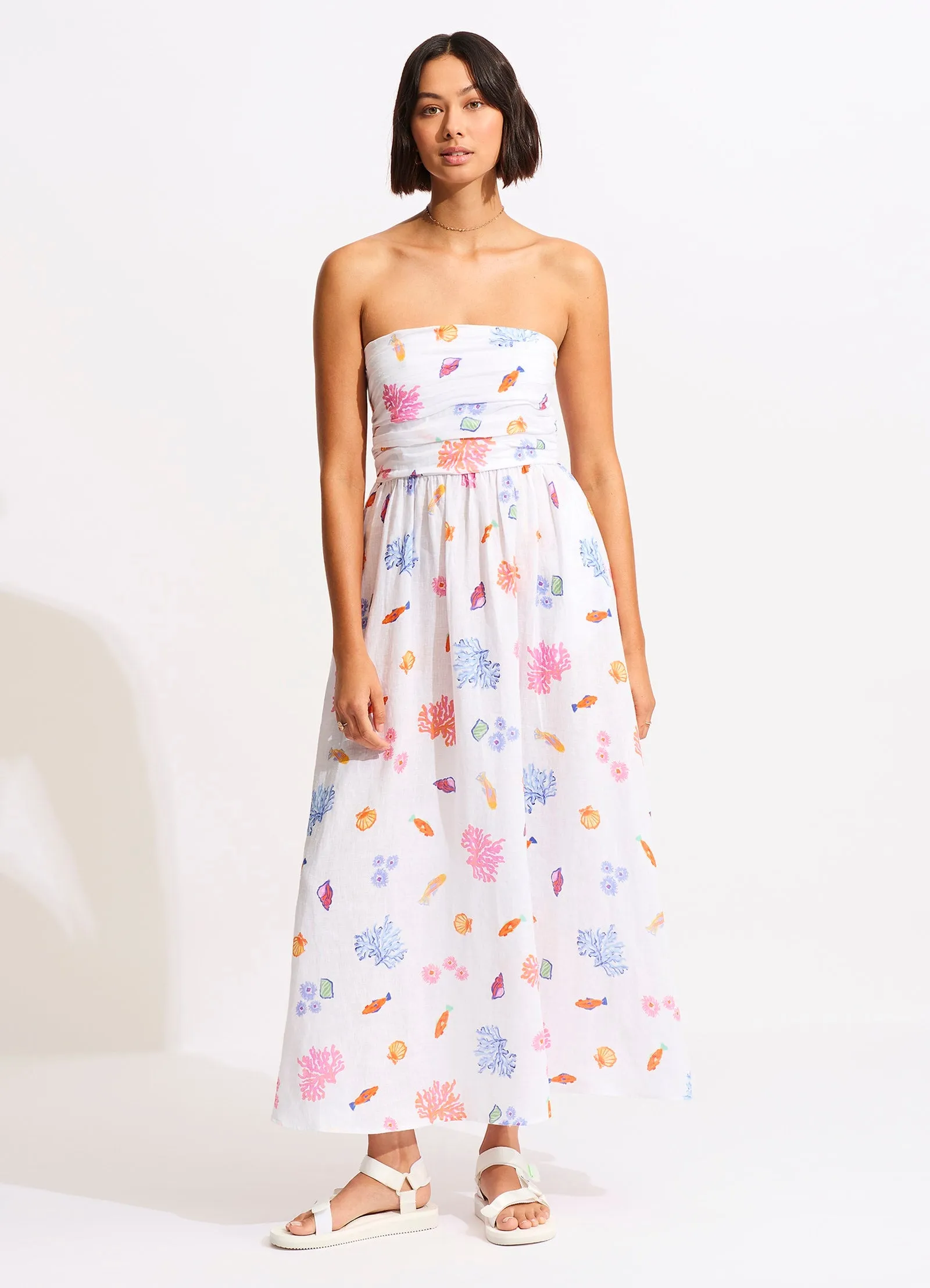 Under The Sea Strapless Maxi Dress - White