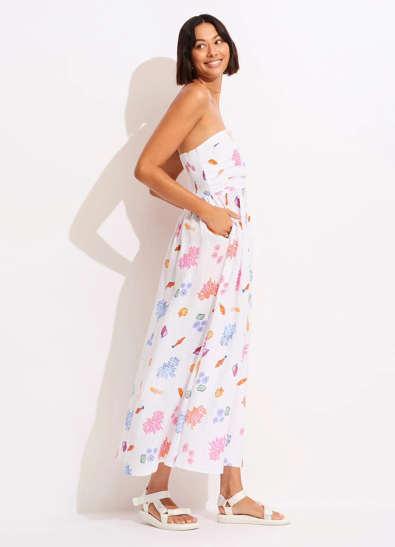 Under The Sea Strapless Maxi Dress - White