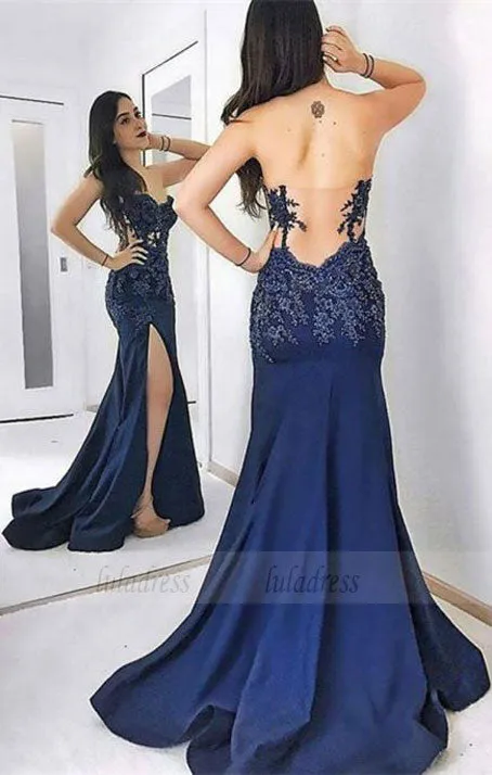 unique backless party dresses with appliques