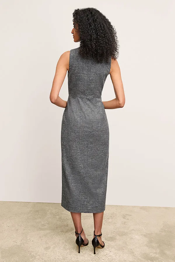 Valencia Dress - Crosshatch Suiting :: Black/White