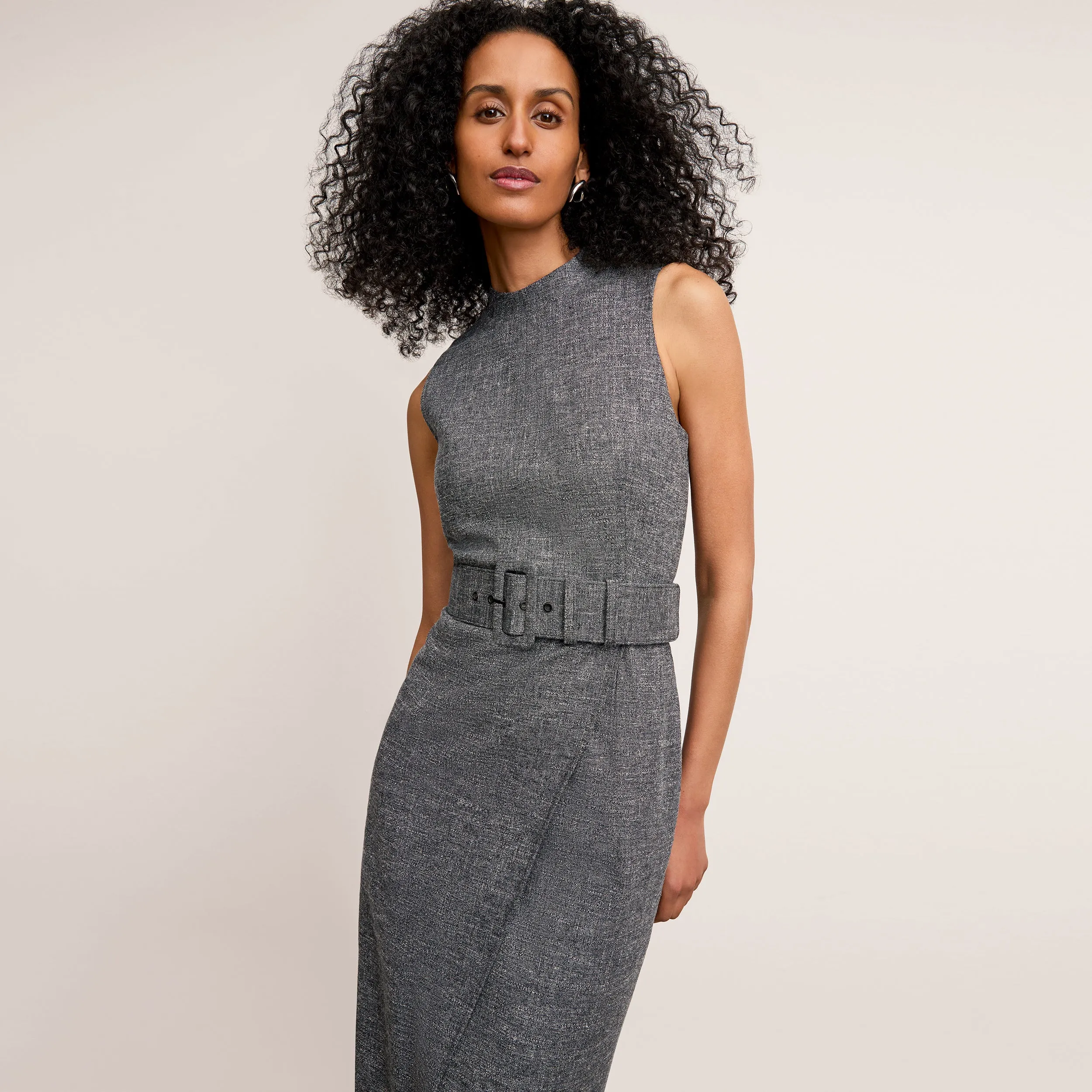 Valencia Dress - Crosshatch Suiting :: Black/White