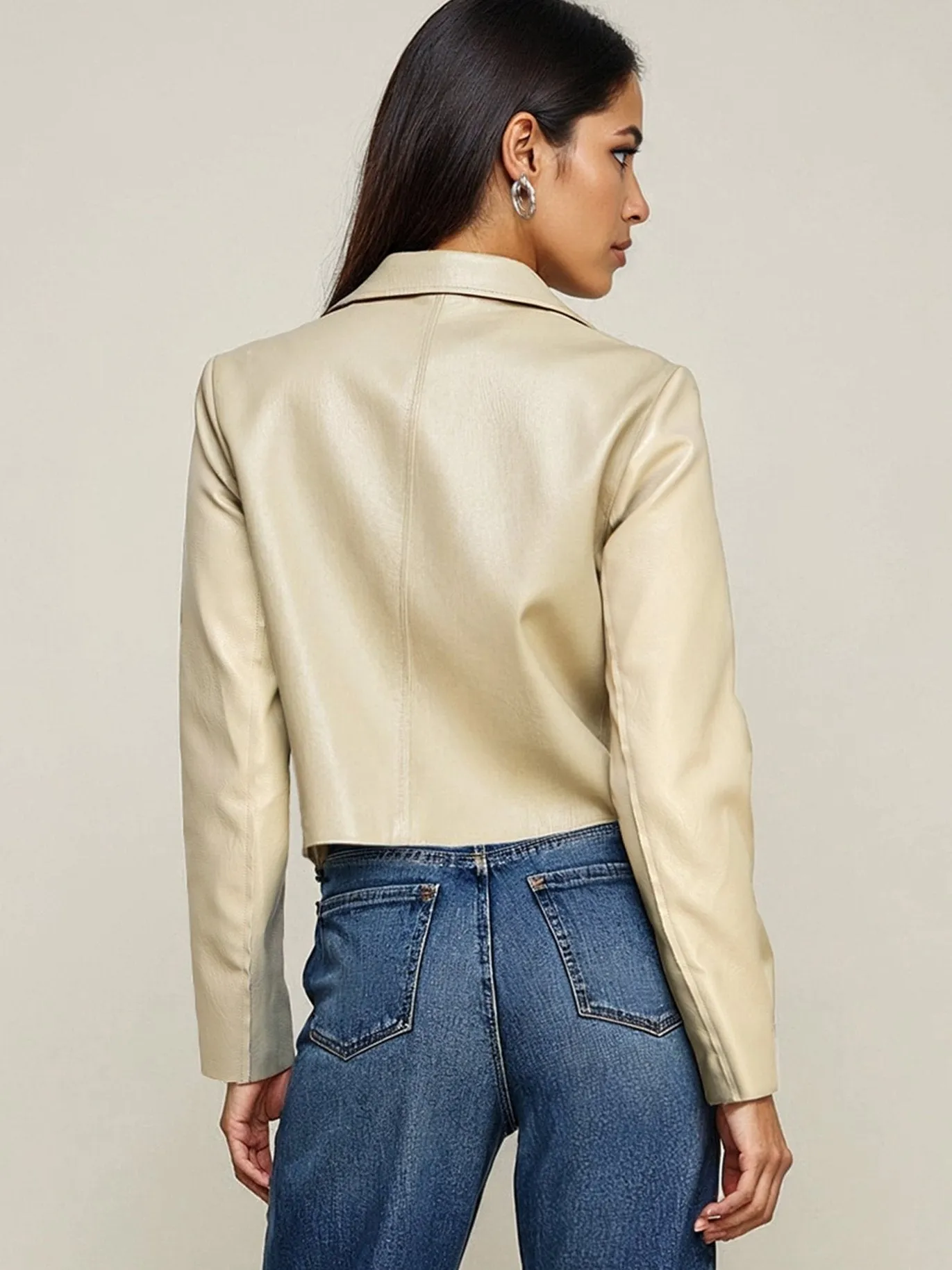 Vegan Leather Boxy Crop Jacket