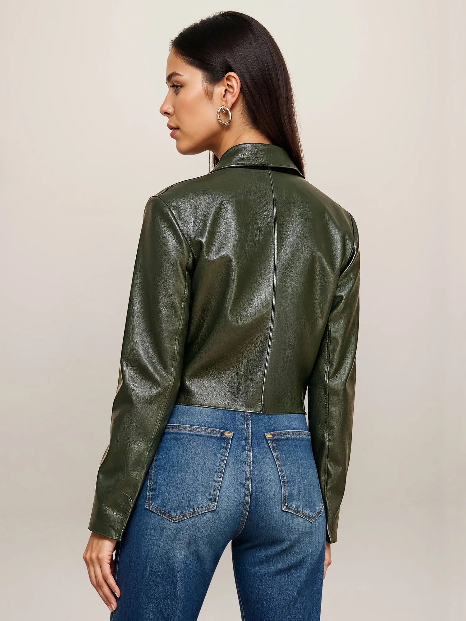 Vegan Leather Boxy Crop Jacket