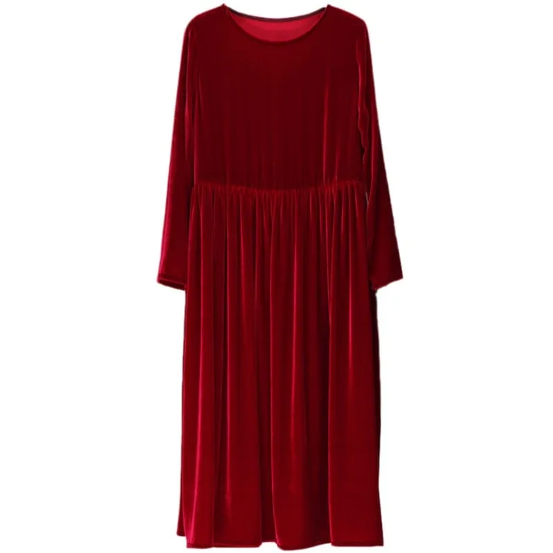 Velour Pocket Dress (M-7XL)