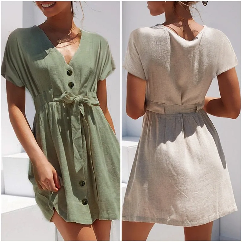 VenusFox Vintage button shirt dresses