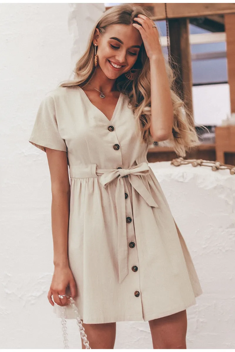 VenusFox Vintage button shirt dresses