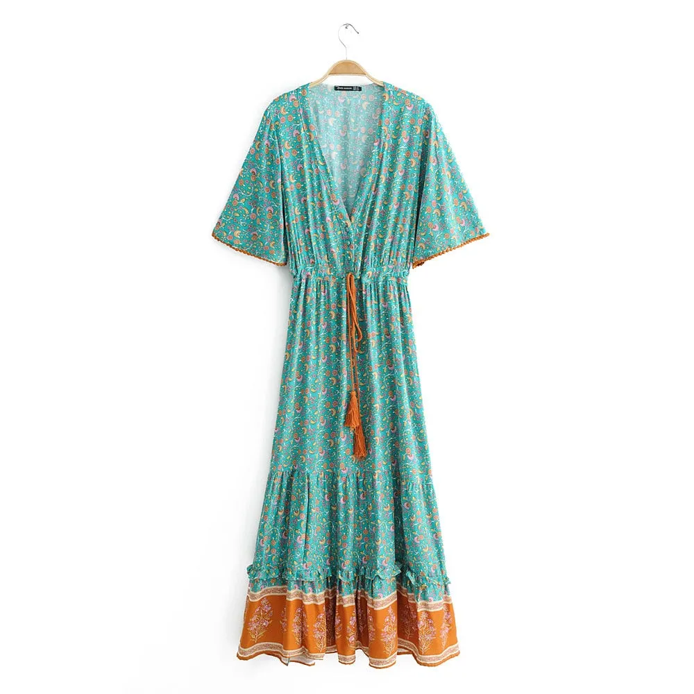 Vintage  Multi Print Maxi Dress