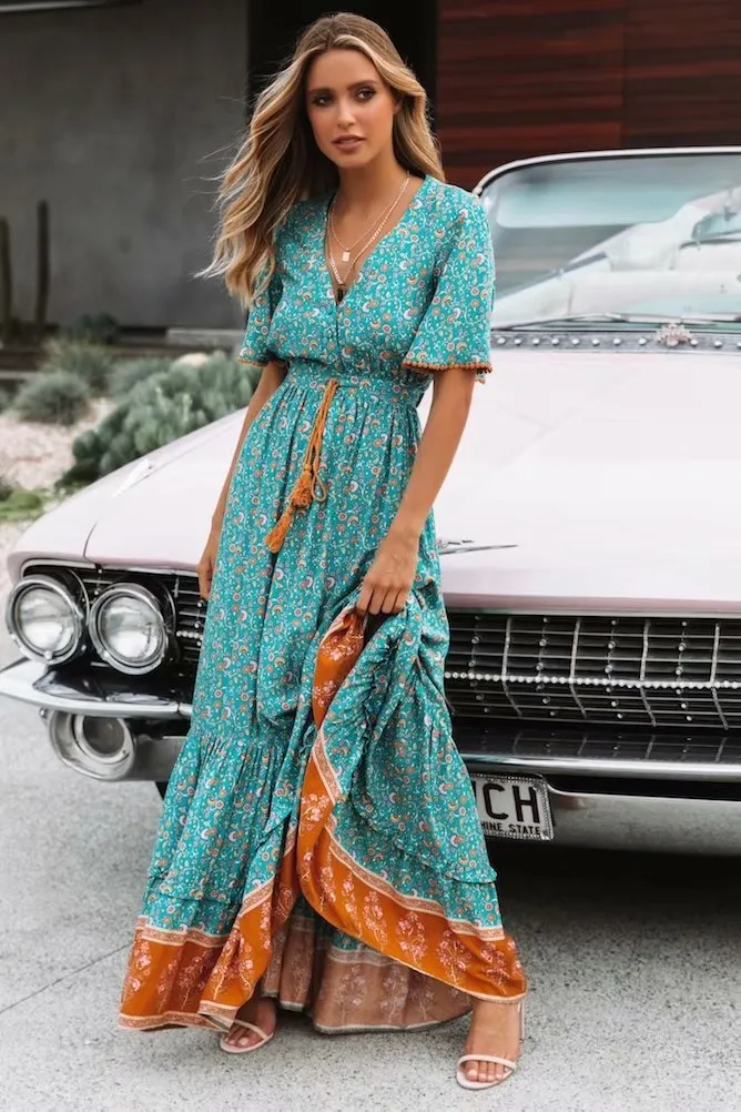 Vintage  Multi Print Maxi Dress