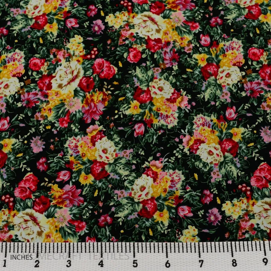 Vivid Bouquet Floral Cotton Print