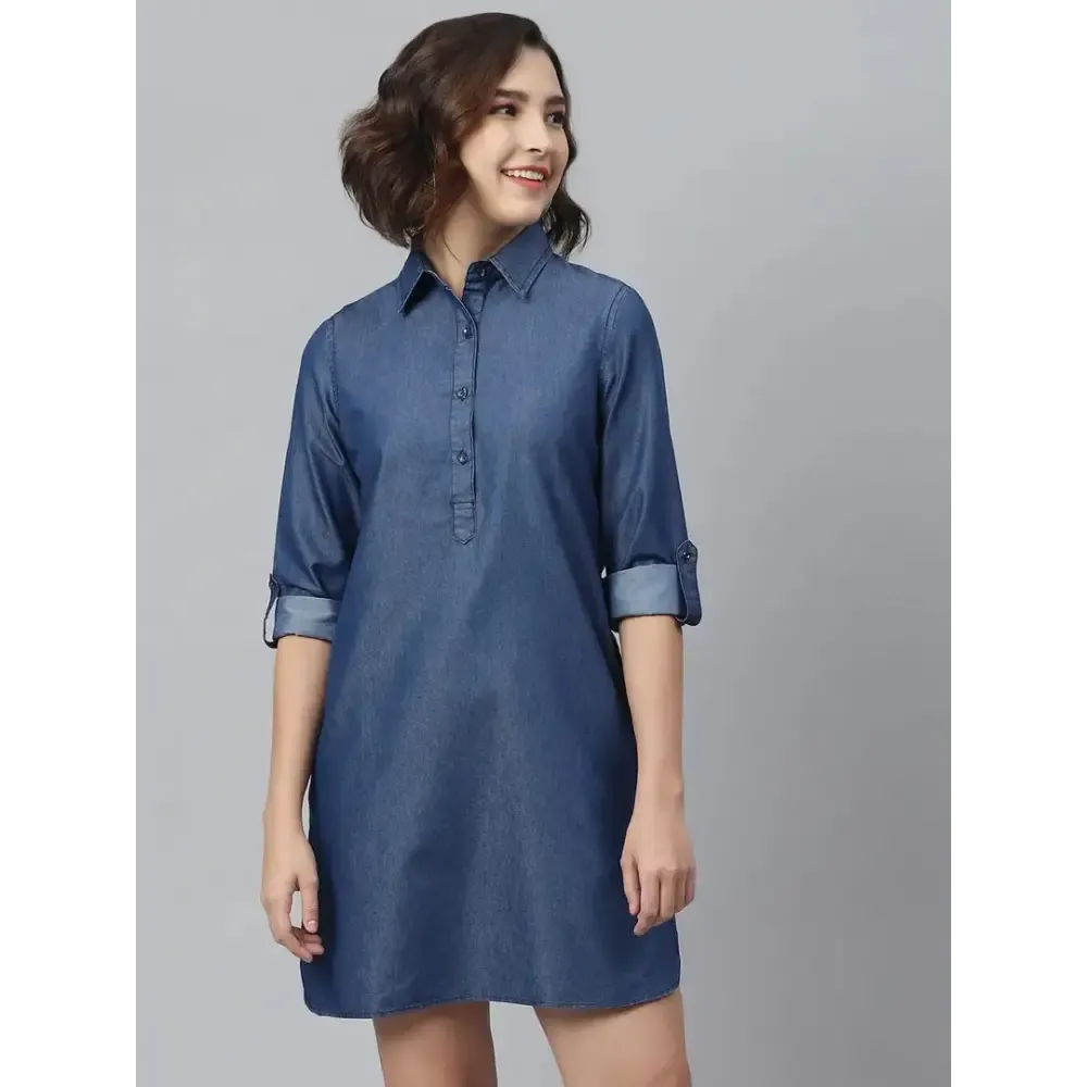 Women Stylish Denim Shirt Dress